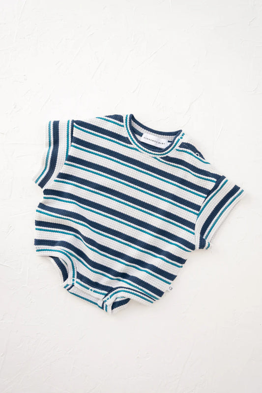 半袖ロンパース - Corfu Stripe Knitted Tshirt Romper