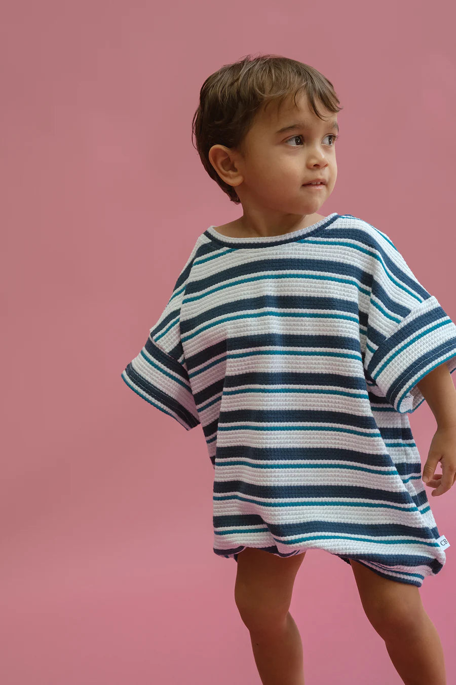 半袖ロンパース - Corfu Stripe Knitted Tshirt Romper