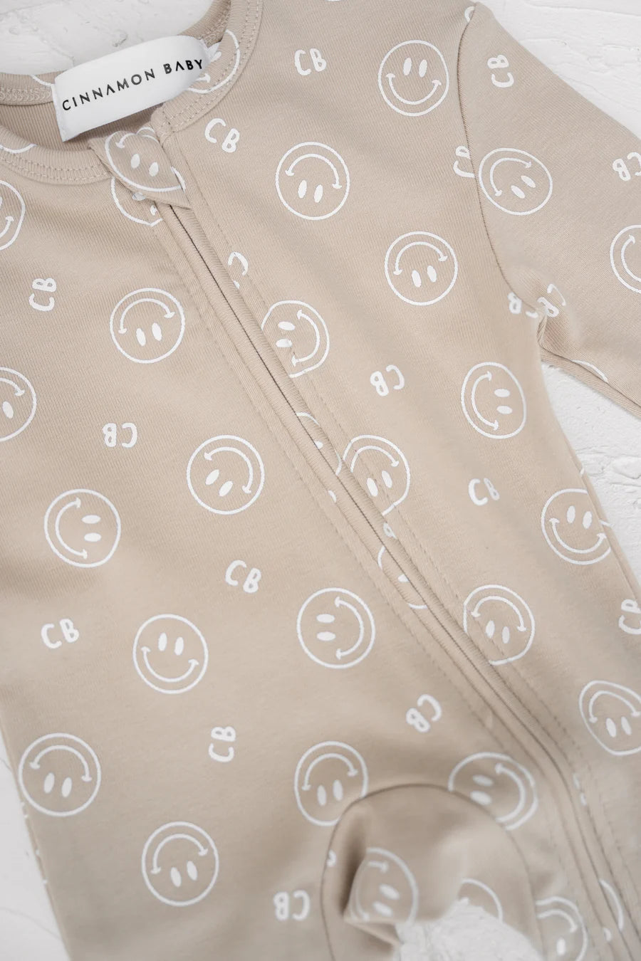 長袖ロンパース - Smiley Growsuit - Sand