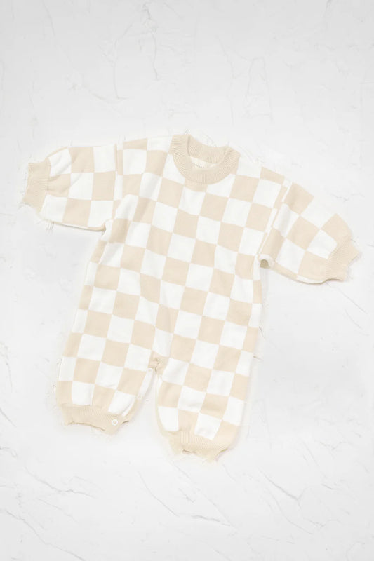 長袖ロンパース - Knitted Lounge Suit - Cream