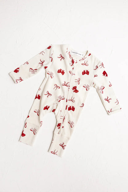 長袖ロンパース - Bow Growsuit