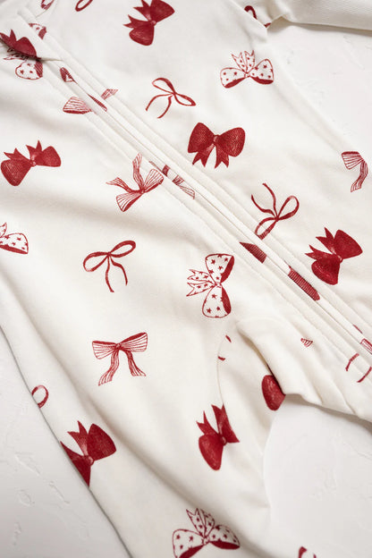 長袖ロンパース - Bow Growsuit