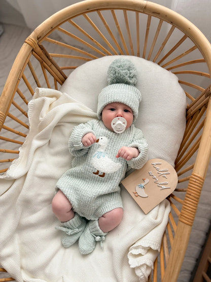 ニットロンパース - Goose Chunky Knit Romper - Periwinkle Blue