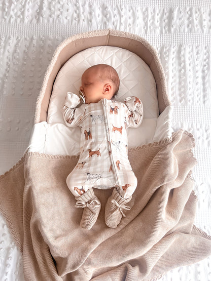 長袖ロンパース - Long Sleeve Bamboo Growsuit - Puppy Picnic