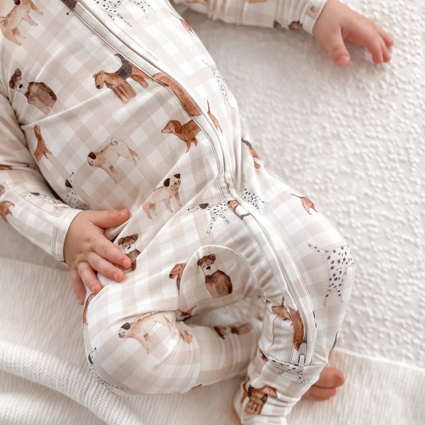 長袖ロンパース - Long Sleeve Bamboo Growsuit - Puppy Picnic