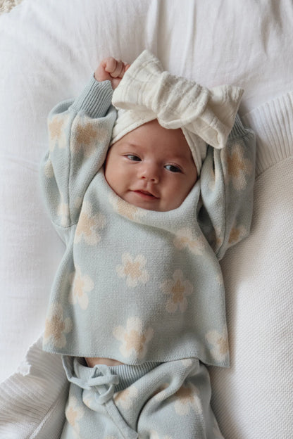 ニットセットアップ - Blue Daisy Knit Set - Long Sleeve